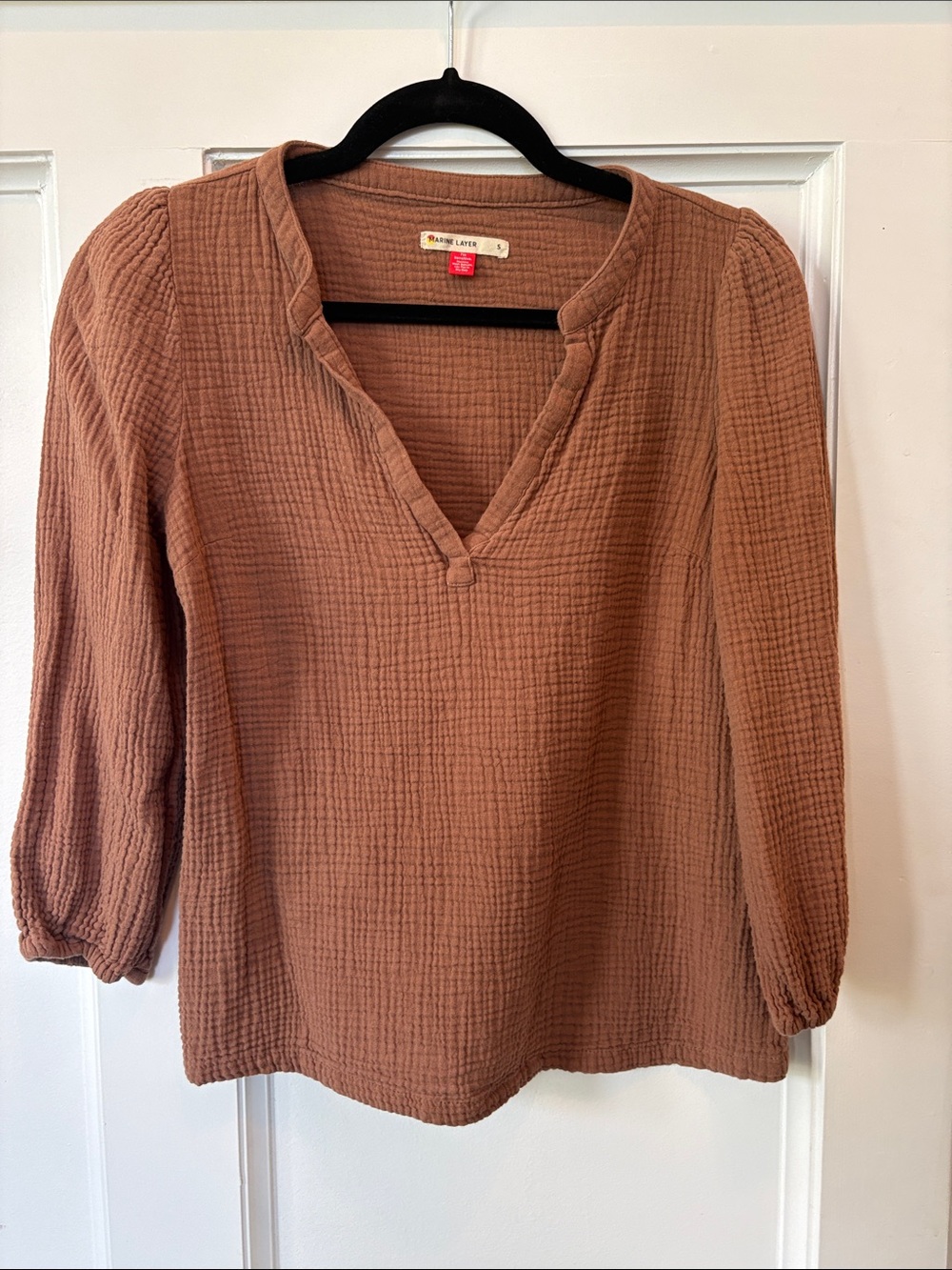 Marine Layer Brown Gauze V-Neck Tunic